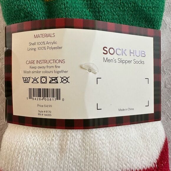 Sock Hub Christmas Collection Holiday Striped Slipper Socks Mens Sock Size 10-13 - Picture 6 of 8